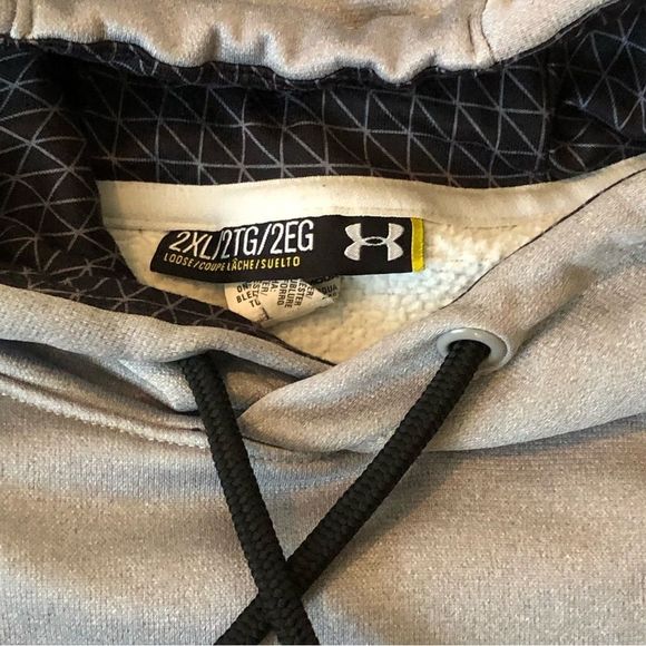 UNDER ARMOUR STORM Men's Grey Hoodie With Black Chest Logo & Hoodie Sz 2XL - Picture 4 of 8